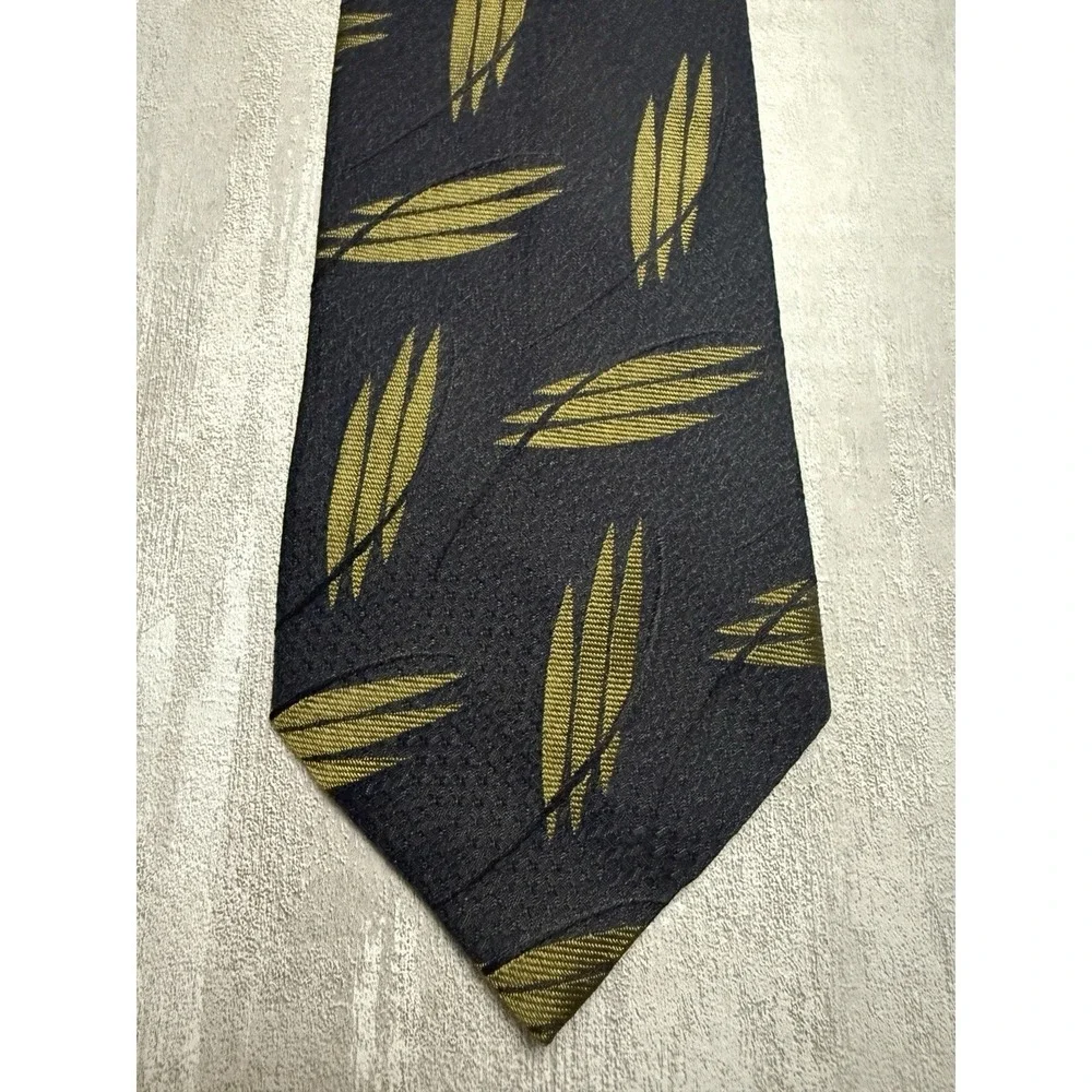 Giuliano Fujiwara Designer Tie Black Yellow 100% Silk Made In Italy 3.5 X 58‎